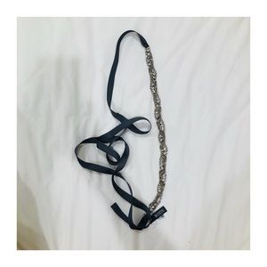 White by Vera Wang Braided Crystal Mesh Chain Sash